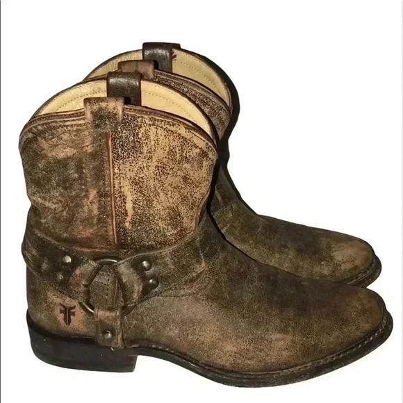 FRYE Wyatt Harness Short Boot Distressed Size 6 - Picture 2 of 8